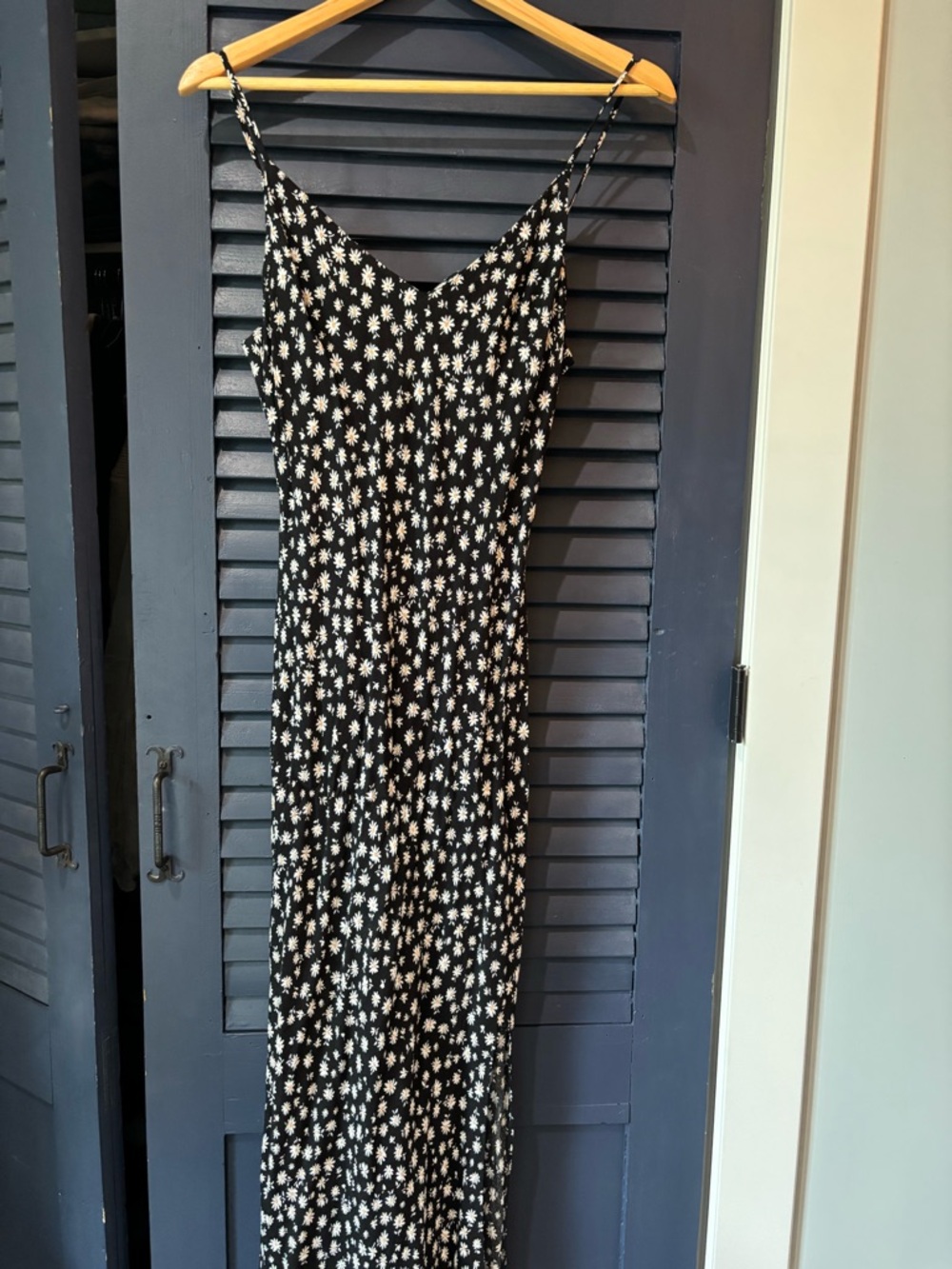 Black Floral Maxi Dress with White Daisy Print
